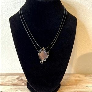 Christophe Poly Elegant Black and purplish Silver Geometric Pendant Necklace